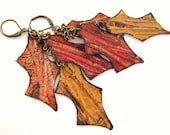Orange Red Yellow Rustic Autumn Leaf Earrings Aluminum Can Jewelry - funkychicUPCYCLING