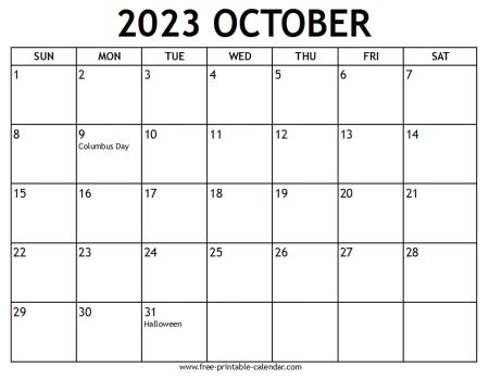  october 2023 calendar template free printable calendarcom