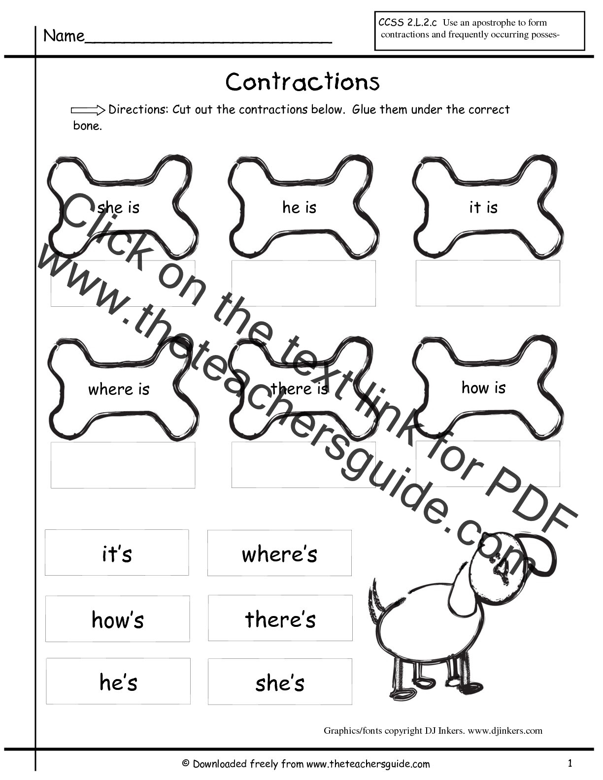 Contractions Worksheets from The Teacher's Guide