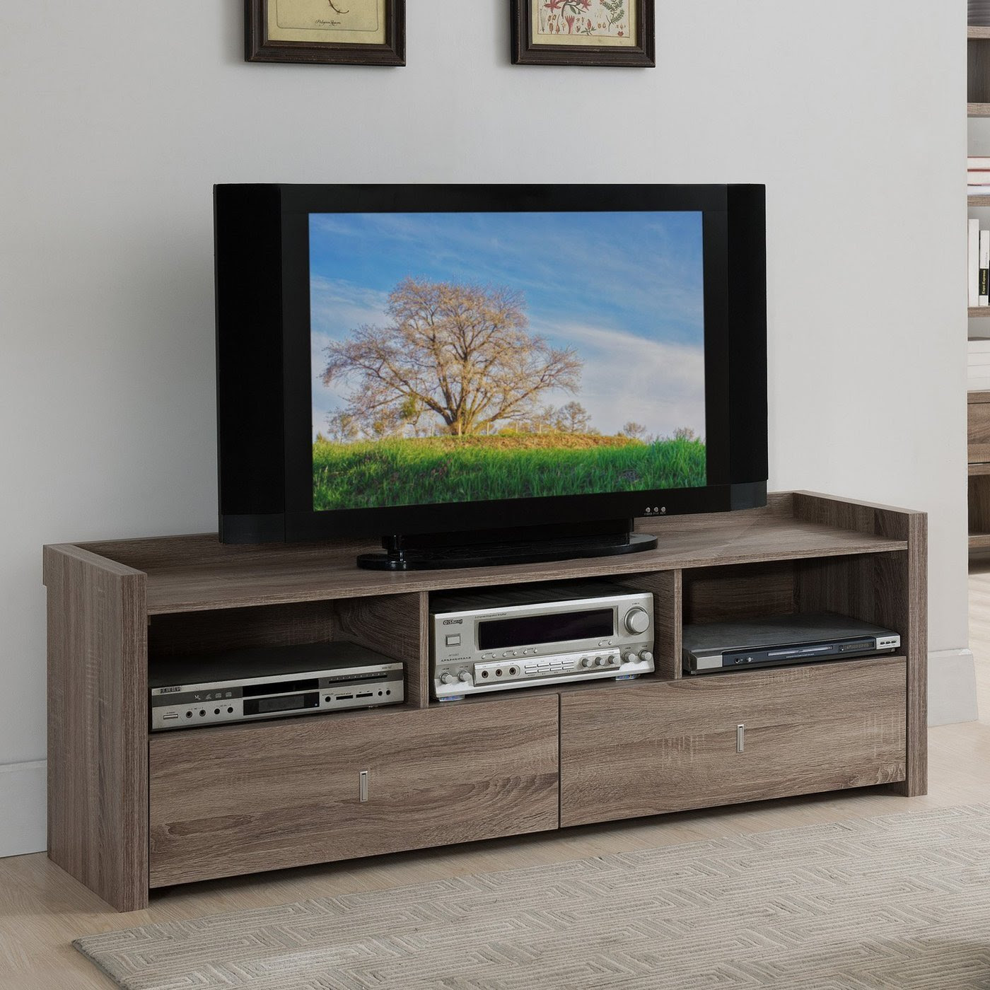 TV Entertainment Center Modern Rustic Unit Stand Wood ...