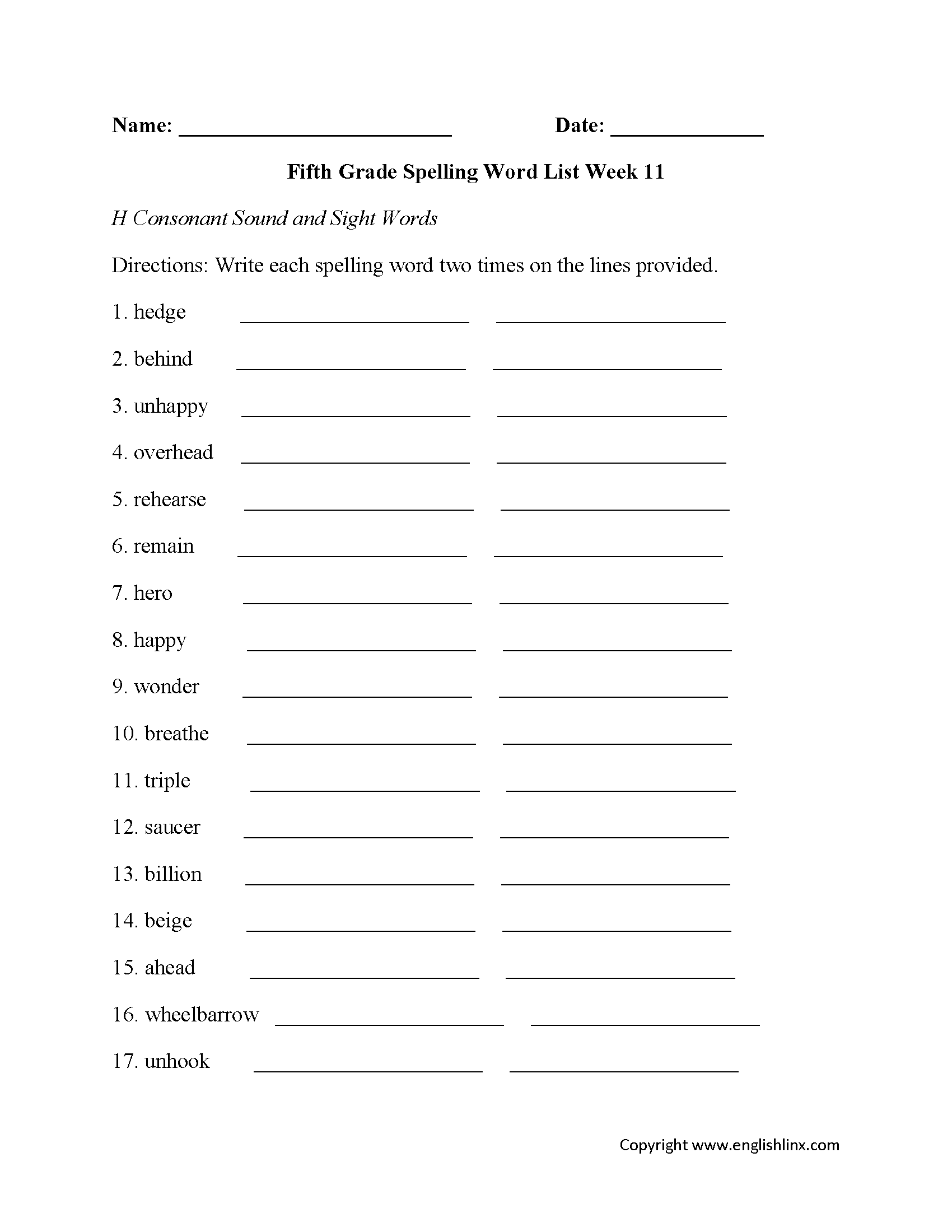 spelling worksheets fifth grade spelling worksheets