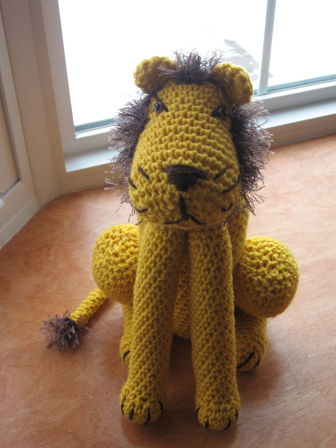 Crocheted Lion with Furry Mane