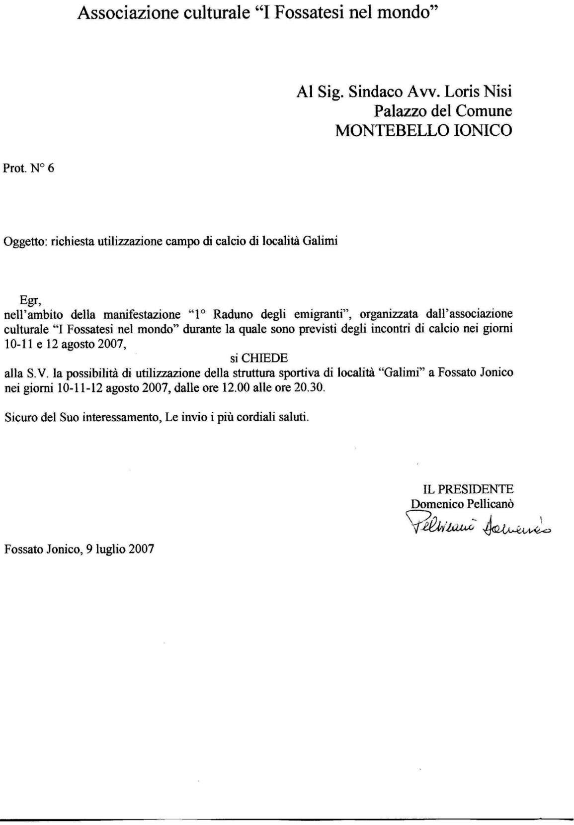 Il Comune lo concede