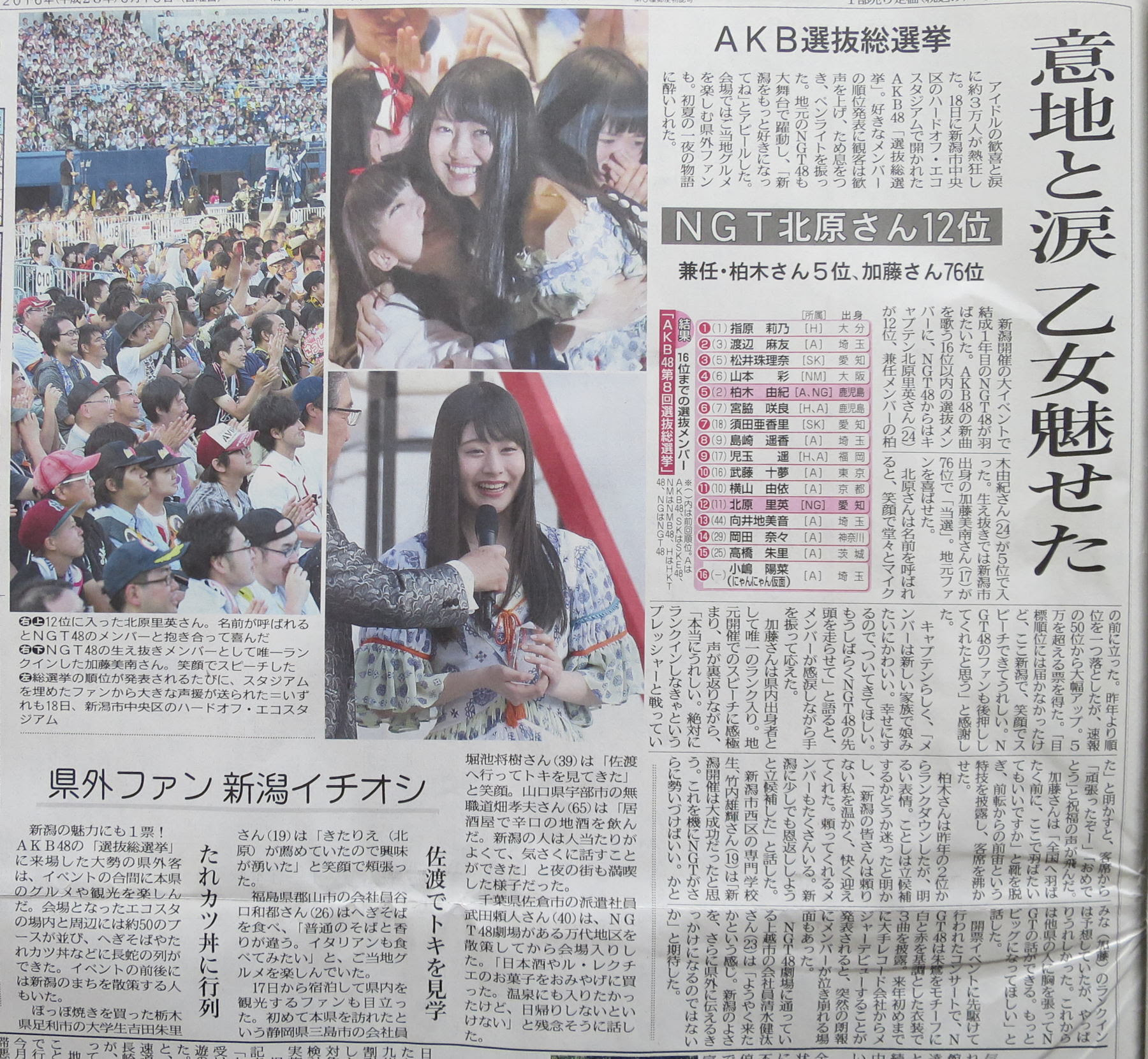 神崎のナナメ読み 新潟市で開催された Akb48 45thシングル 選抜総選挙 のコンサート 総選挙を現地で観てきた感想 1