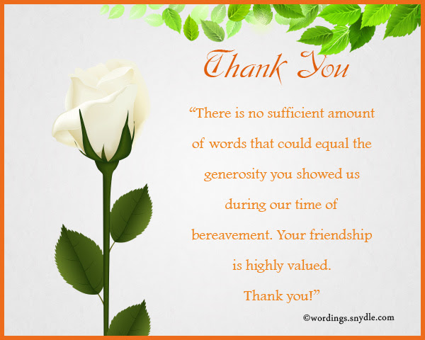 Sympathy Thank You Notes Wordings and Messages