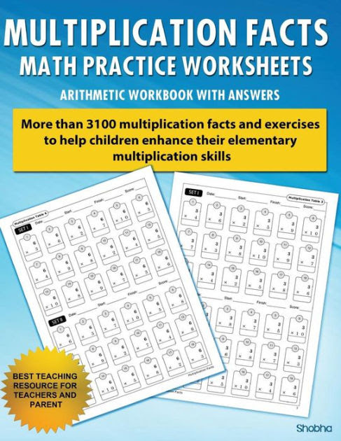 Multiplication Facts Math Worksheet Practice Arithmetic Workbook With  Answers: Daily Practice guide for elementary students|Paperback