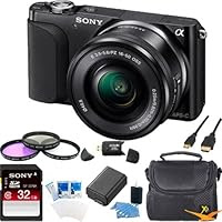 Sony NEX-3NL/B NEX-3N NEX3NL NEX3NLB Compact Interchangeable Lens Digital Camera Kit Ultimate Bundle with 32GB SD Card, Spare Battery, Filter Kit, Padded Case, HDMI Cable, Card Reader + More