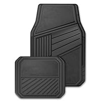 Kraco EC4304 ECOpremium Recycled Black Carpet and Rubber Mat Set with Raised Protective Border