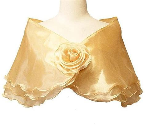 gold metallic organza rose capelet evening shawl wrap ebay