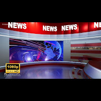 3D Virtual News Studio Background With Desk Newsroom Background