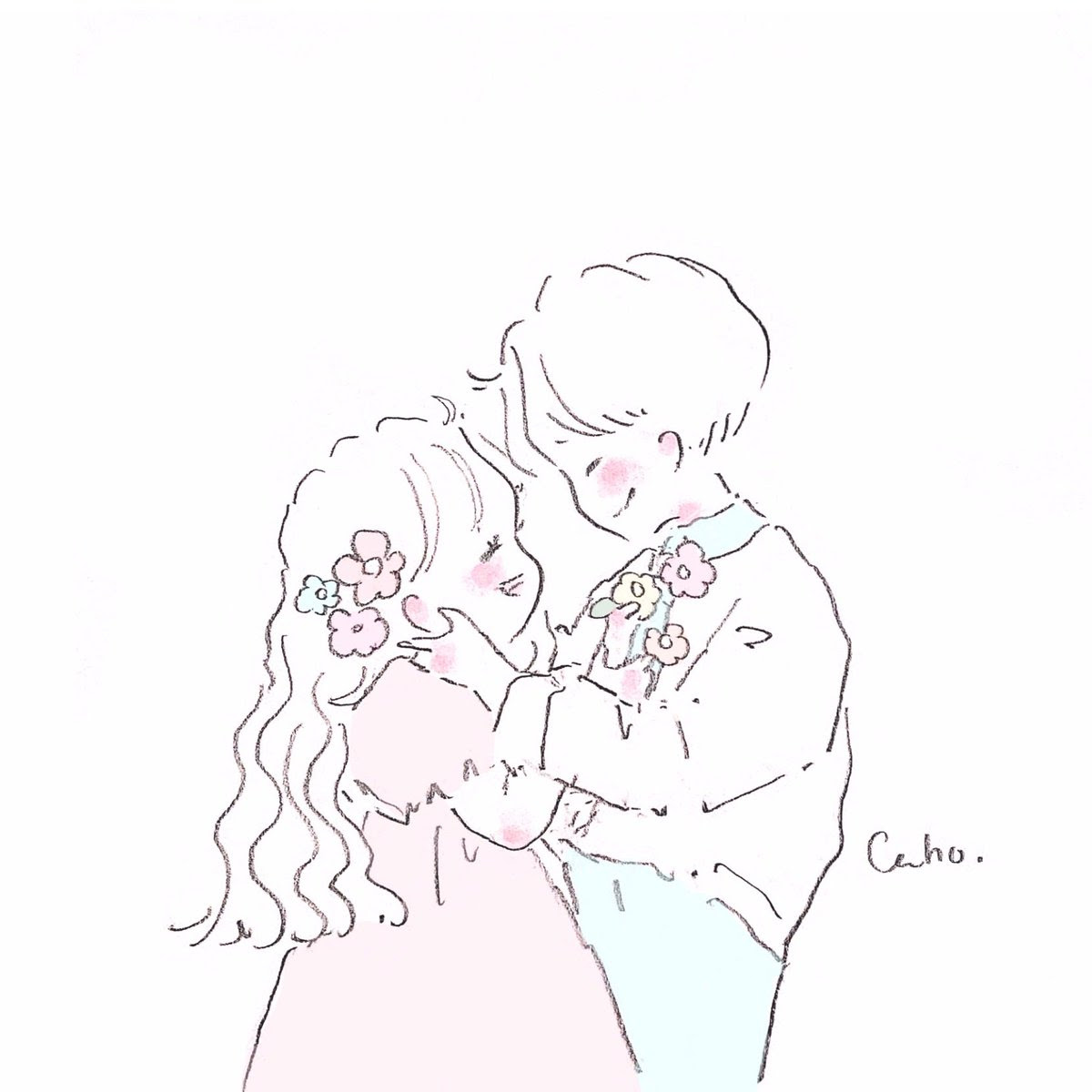 上 カップル Caho イラスト 壁紙 ただの無料イラスト
