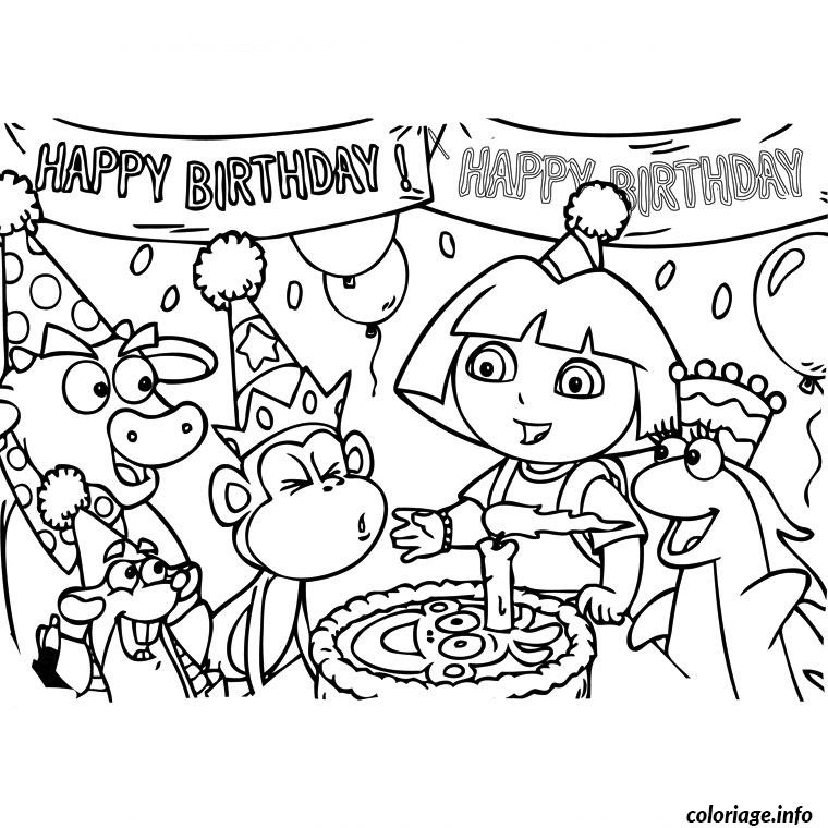 anniversaire dora coloriage dessin 2084