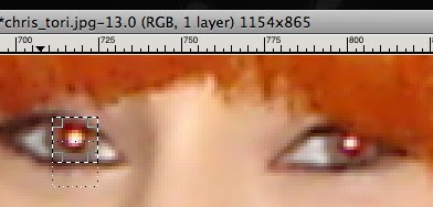 gimp red eye removal closeup