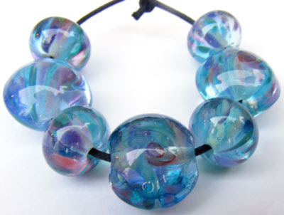 Marine walzer lampwork beads
