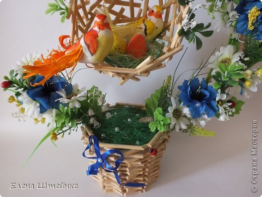DIY Beautiful Flower Topiary Basket from Wood Sticks