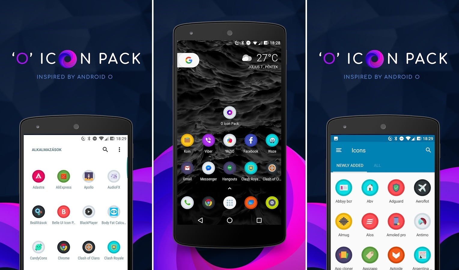 تجربة حزم وخلفيات إصدار أندرويد O مع تطبيق Android O icon