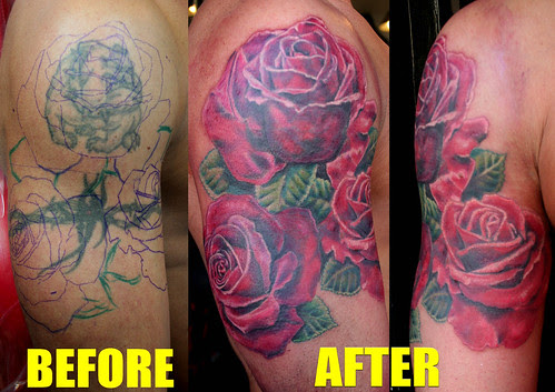  roses tattoo cover up by Mirek vel Stotker