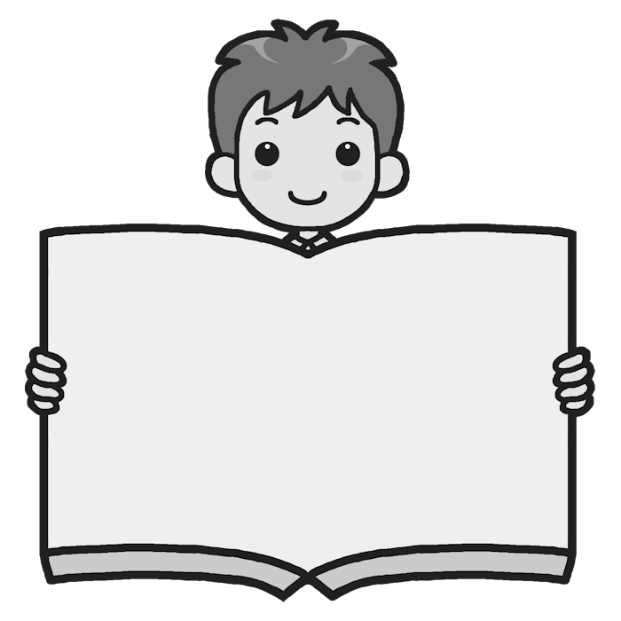 小学生1 白黒 本 枠 ふきだし 無料イラスト素材