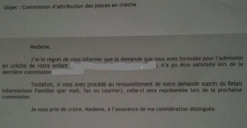 lettre demande de place en creche urgent