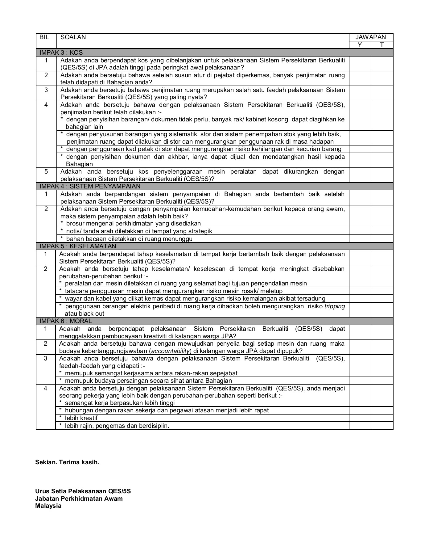Borang Soal Selidik Qes