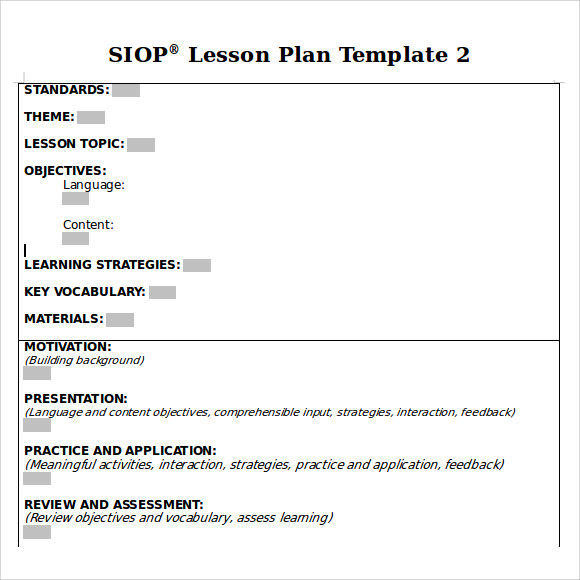 8+ SIOP Lesson Plan Templates - Download Free Documents in PDF , Word | Sample Templates