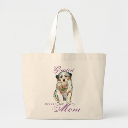 Aussie Heart Mom Large Tote Bag
