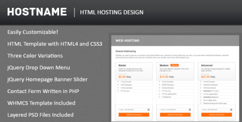 Hostname Web Hosting VPS Dedicated Server Template