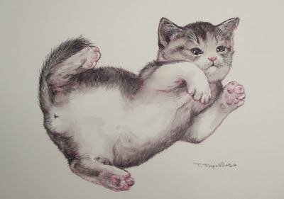 藤重日生の猫絵no２６０と絵手紙 藤重日生の 猫絵 と 猫絵手紙