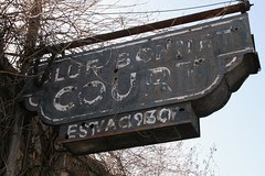 looking up at blue bonnet court sign