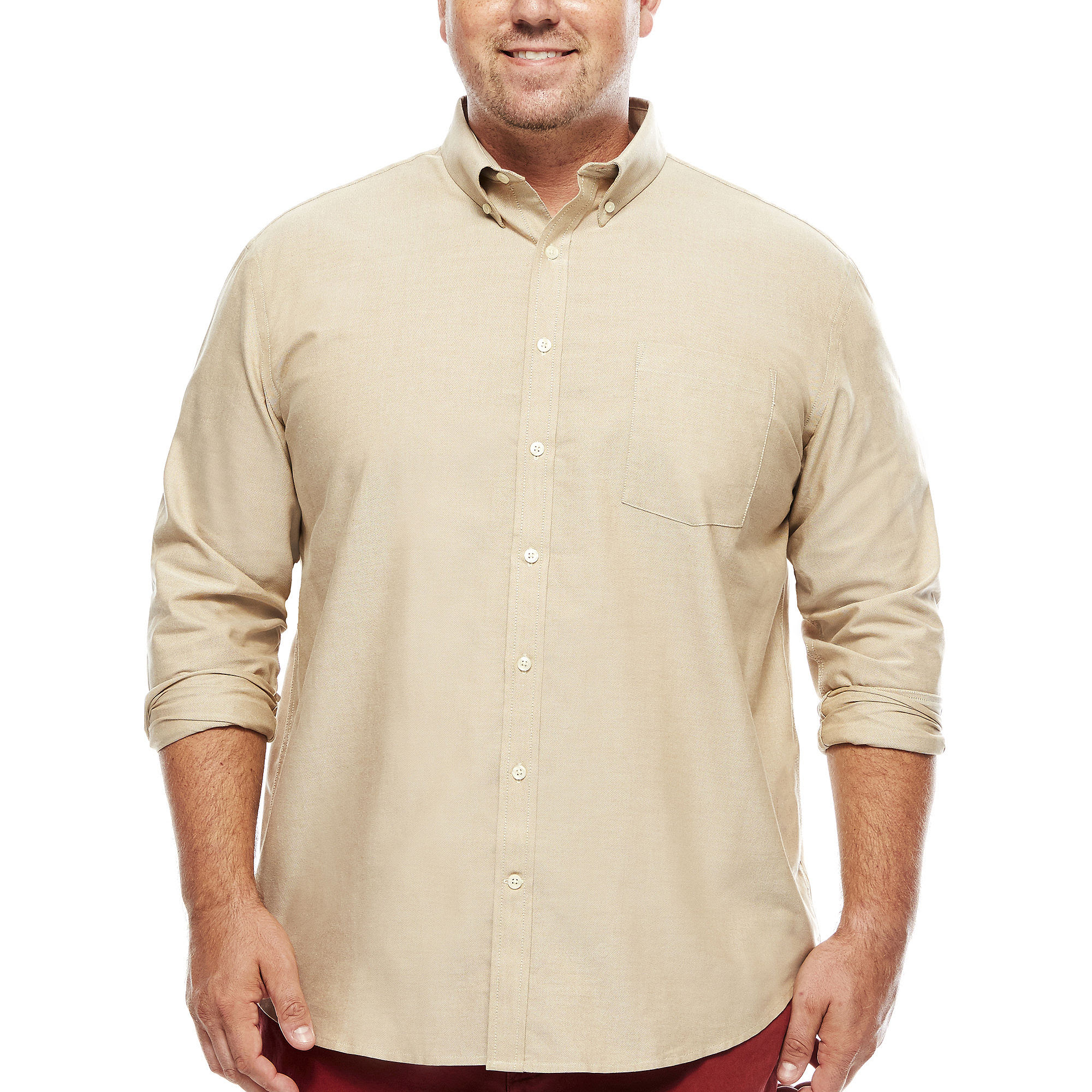 The Foundry Supply Co. Long-Sleeve Easy-Care Oxford Shirt - Big & Tall