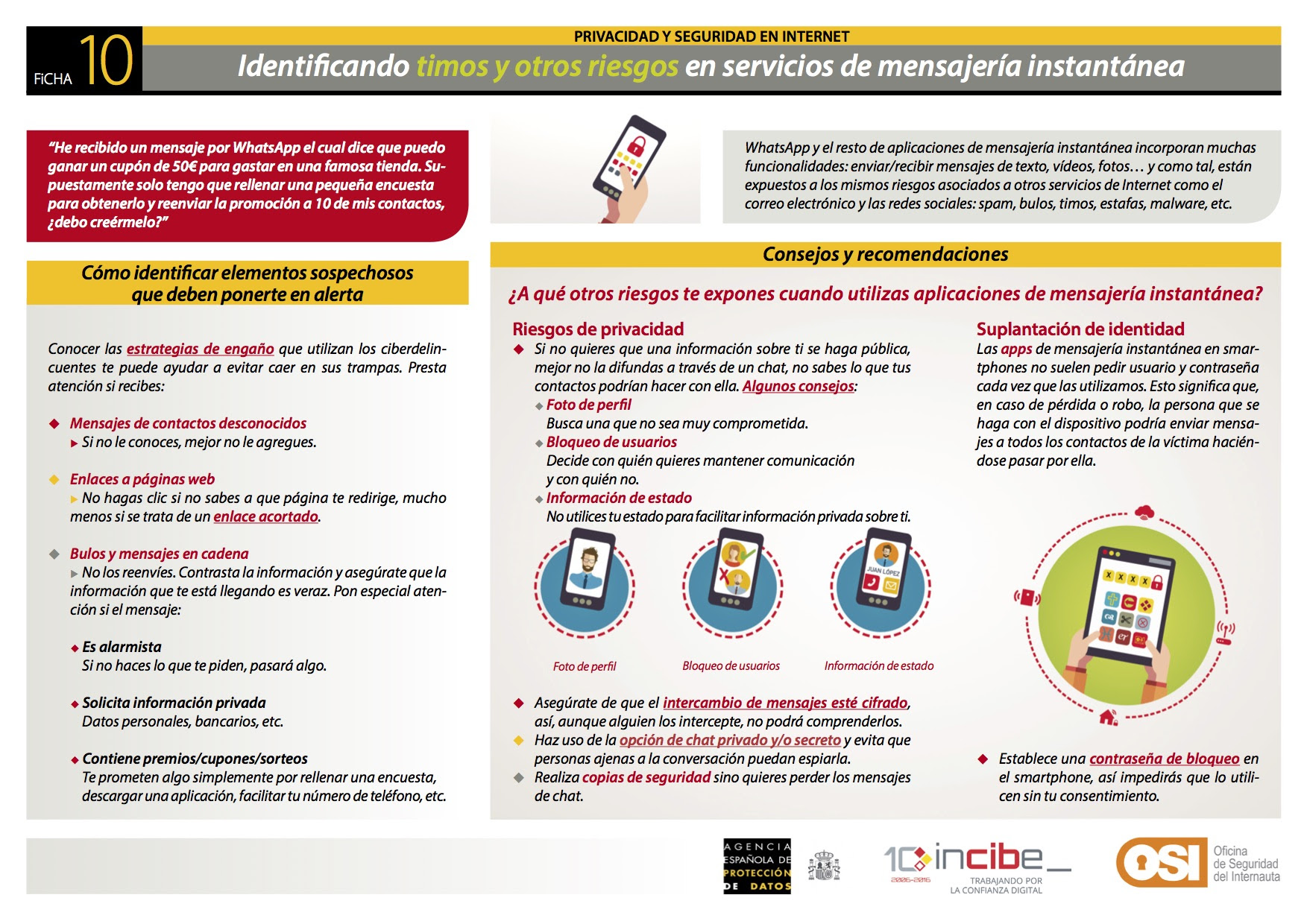 timos y otros riesgos en mensajería instantánea
