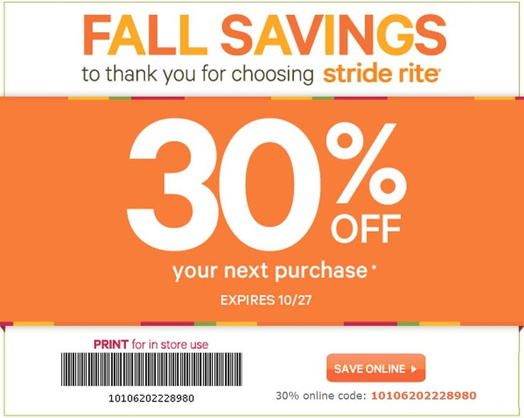 Stride Rite: 30% off Printable Coupon | Shoes Printable Coupons | Pin ...