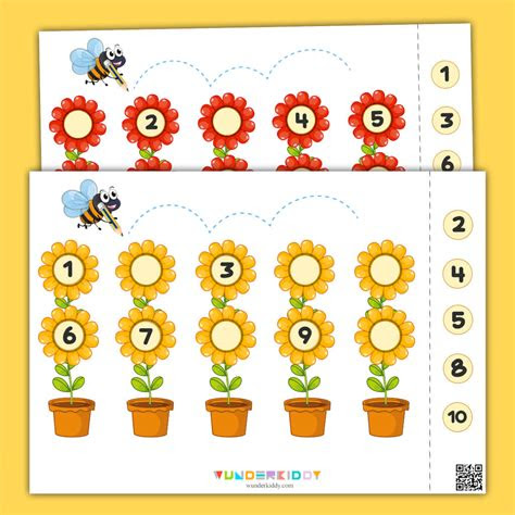  printable flower numbers math activity for kindergarten