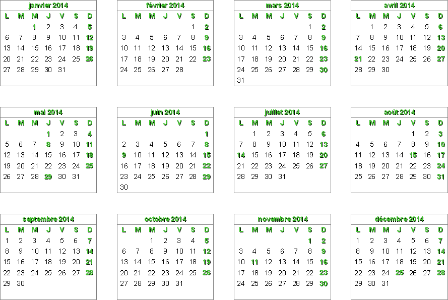 Calendrier Perpetuel 2022