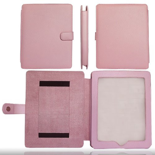 Pretty Pink Genuine Leather Apple iPad Case Cover Portfolio for the Apple iPad Tablet 16GB, 32GB, 64GB Wi-Fi and WiFi + 3G Model