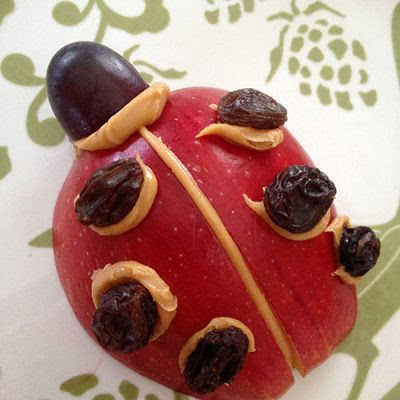 Make a cute ladybug with healthy snack ingredients. Turn your raisins 