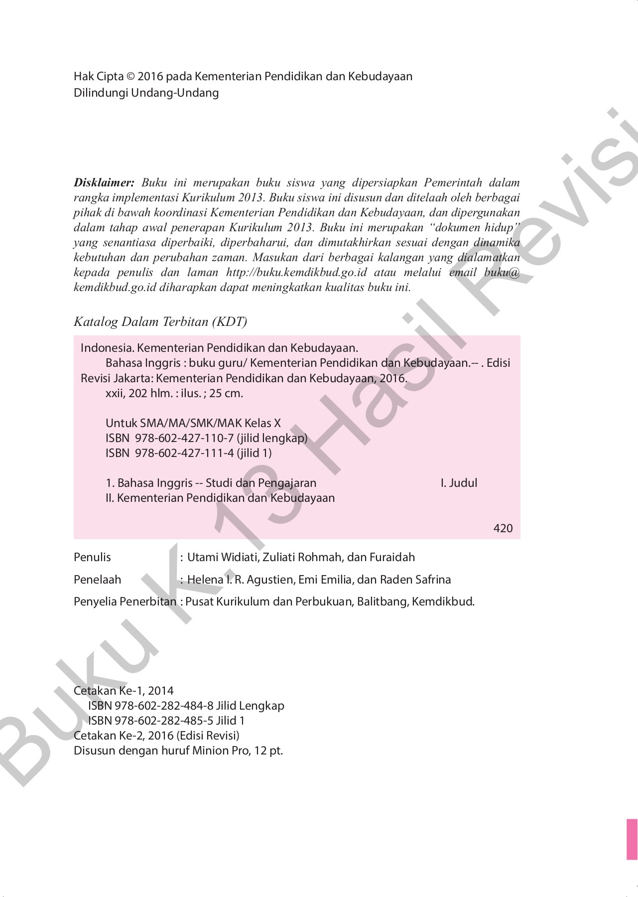 Bahasa Inggris Buku Guru10 melihat Pages 1 50 Text Version