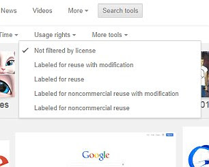 On Google, the filters are under Search Tools and Usage rights (pictured)