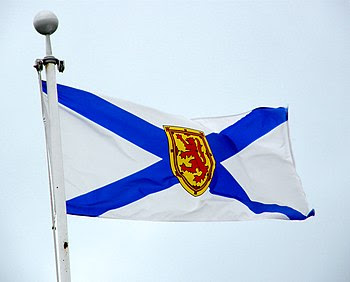 The flag of Nova Scotia, flying in Amherst, No...