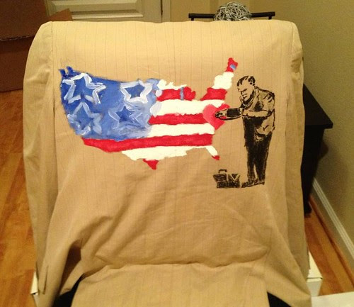 "Banksy Heals Max" a jacket painted and worn by Chris Chan