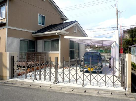 施工例 ガレージ拡張 庭タイルをデッキに 兵庫県姫路市