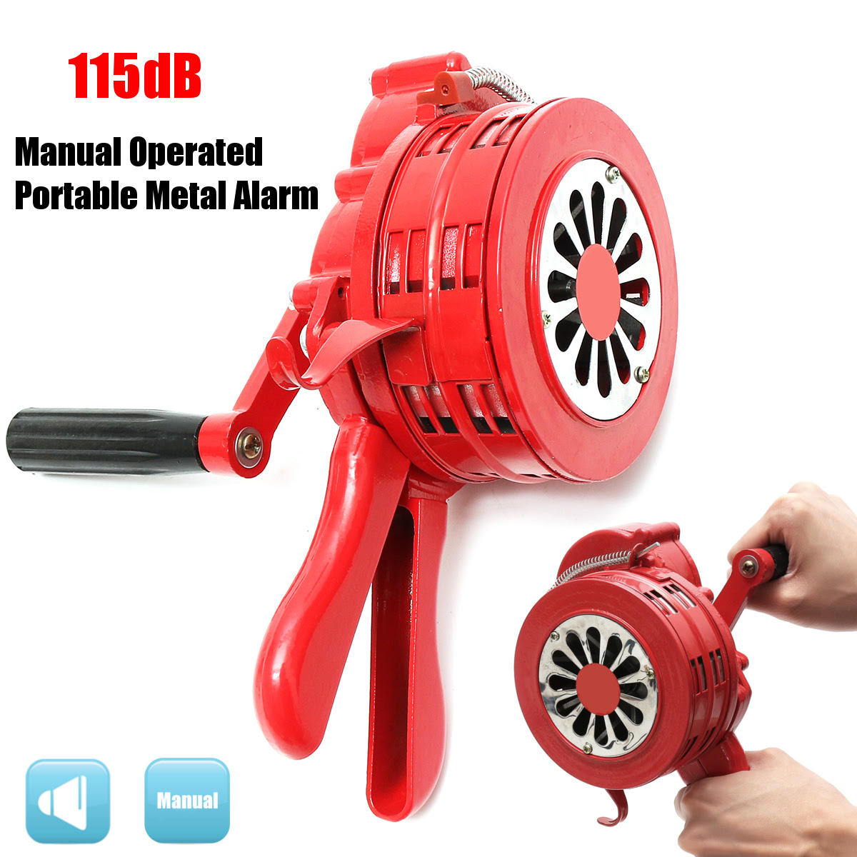 Handheld Loud Hand Crank Manual Operated Air Raid Alarm ...