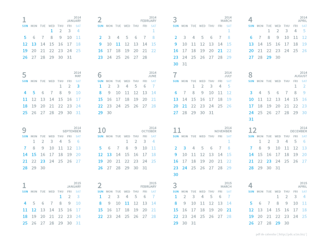 15年カレンダー 16ヶ月 Cal Sun Pdf De Calendar
