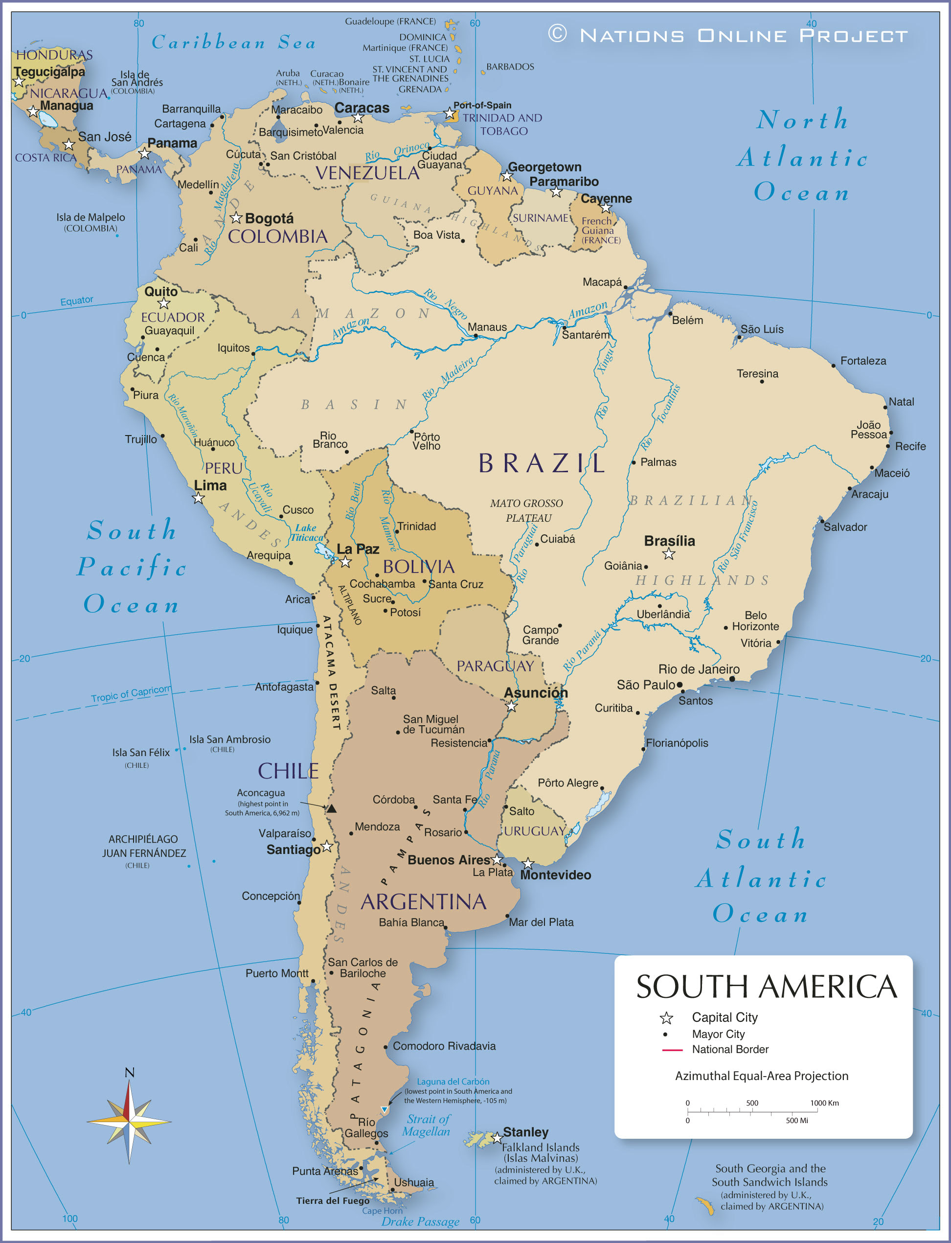 south america lakes map Political Map Of South America 1200 Px Nations Online Project south america lakes map