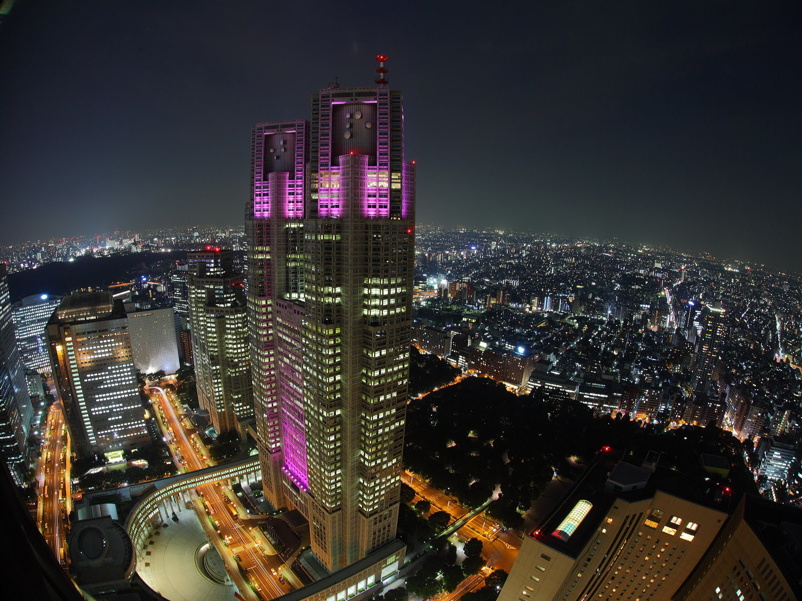 新宿夜景 東京都庁ピンクライトアップ 東京の夜景