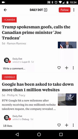 Flipboard's app links to AMPs transparently.