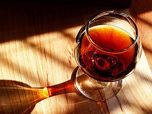 A glass of port wine.