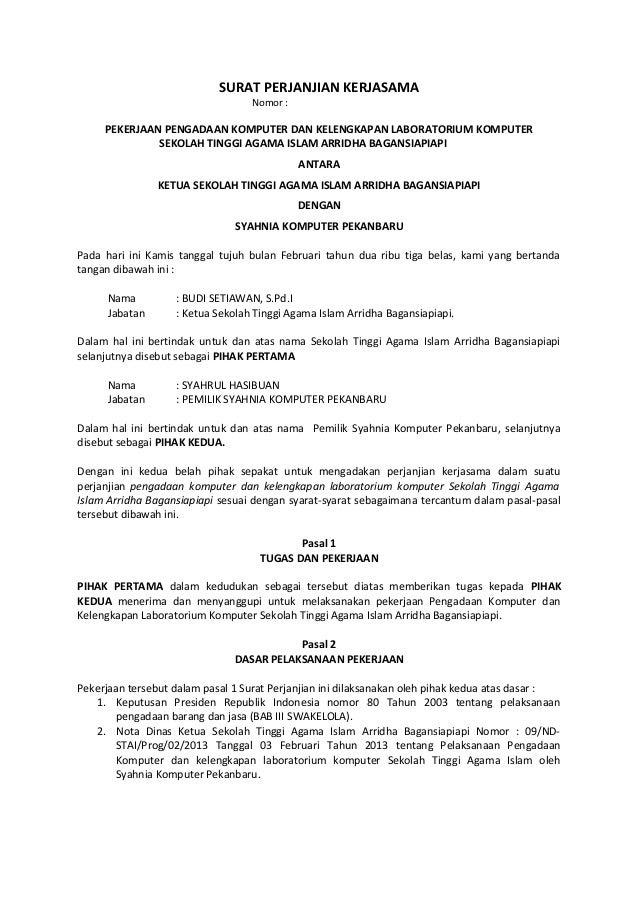 perjanjian rumah contoh sewa resmi hibah Surat perjanjian kerjasama