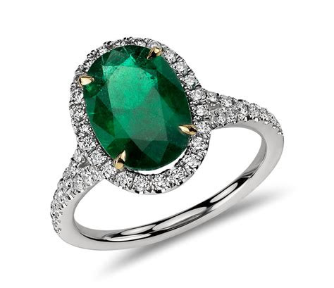These diamonds represent the pinnacle of diamond cut quality. Oval Emerald and MicropavÃ© Diamond Ring in Platinum | Blue