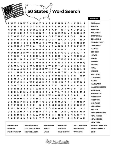  50 us states word search free printable word search printable find